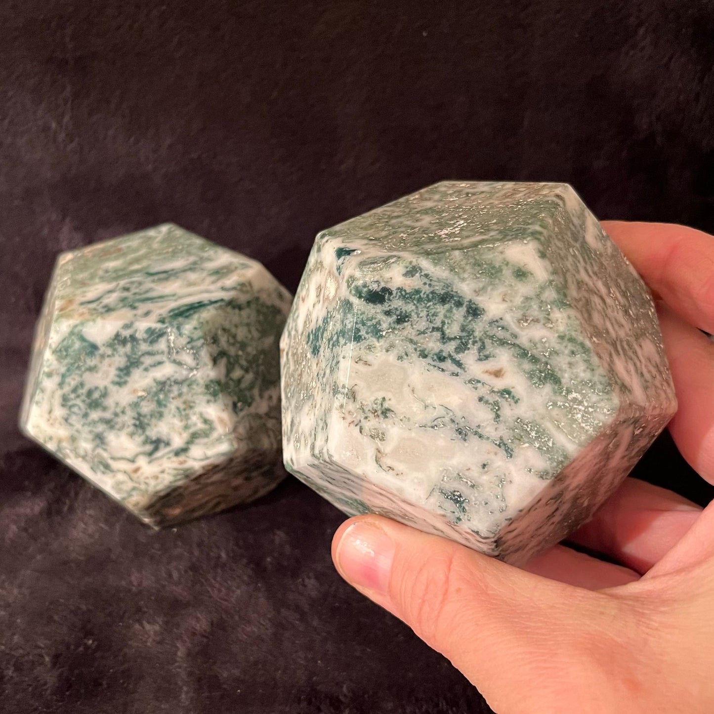 Tree Agate Dodecahedron, Very Large (Approx. 85mm) F-0081