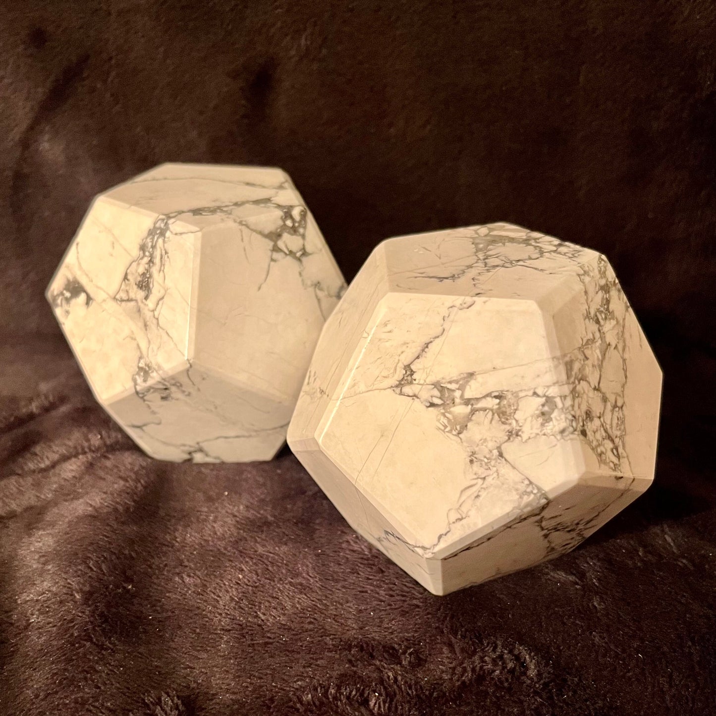 Howlite Dodecahedron, Very Large (Approx. 85mm) F-0082