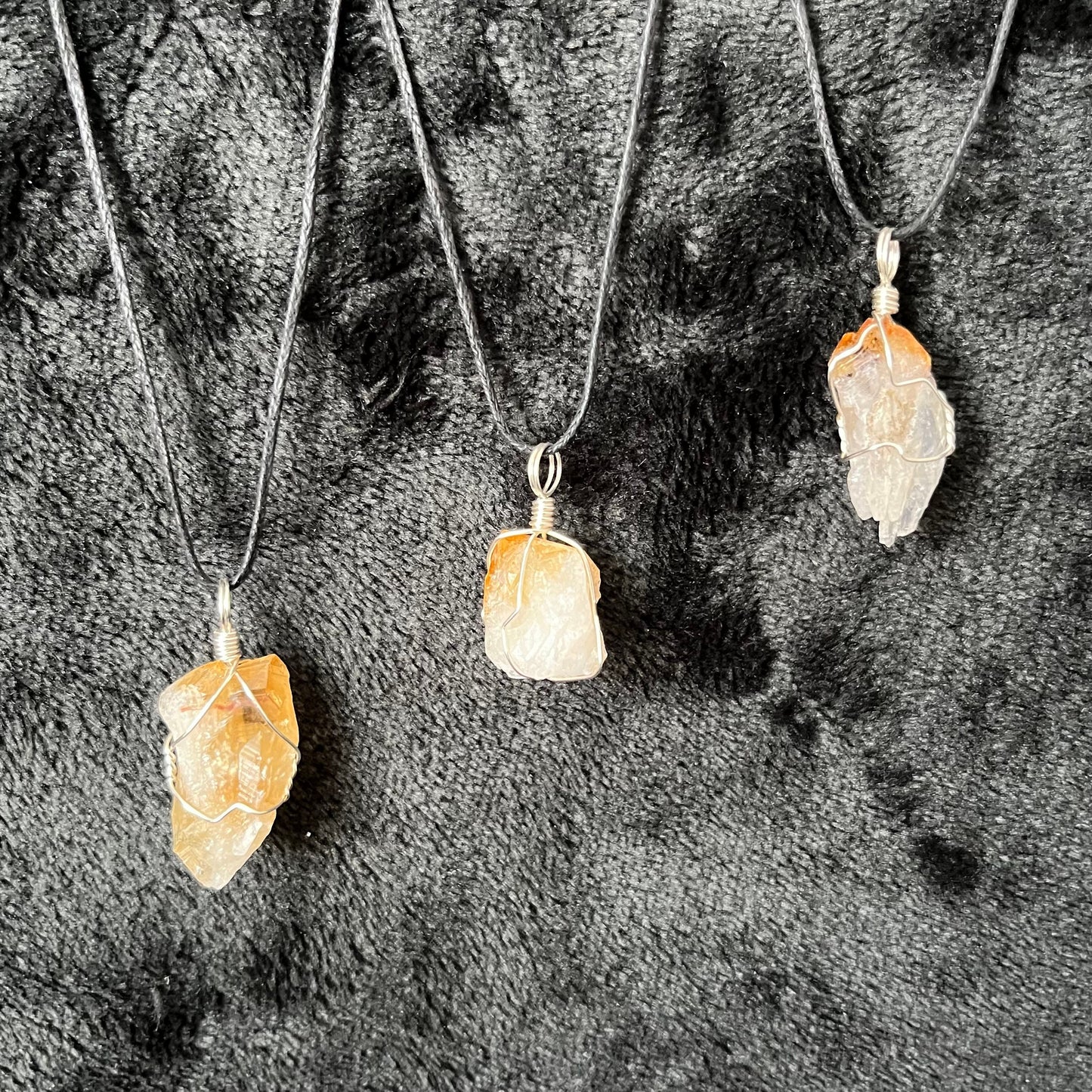 Citrine Point Wire Wrapped Necklace, Handmade NCK-2793