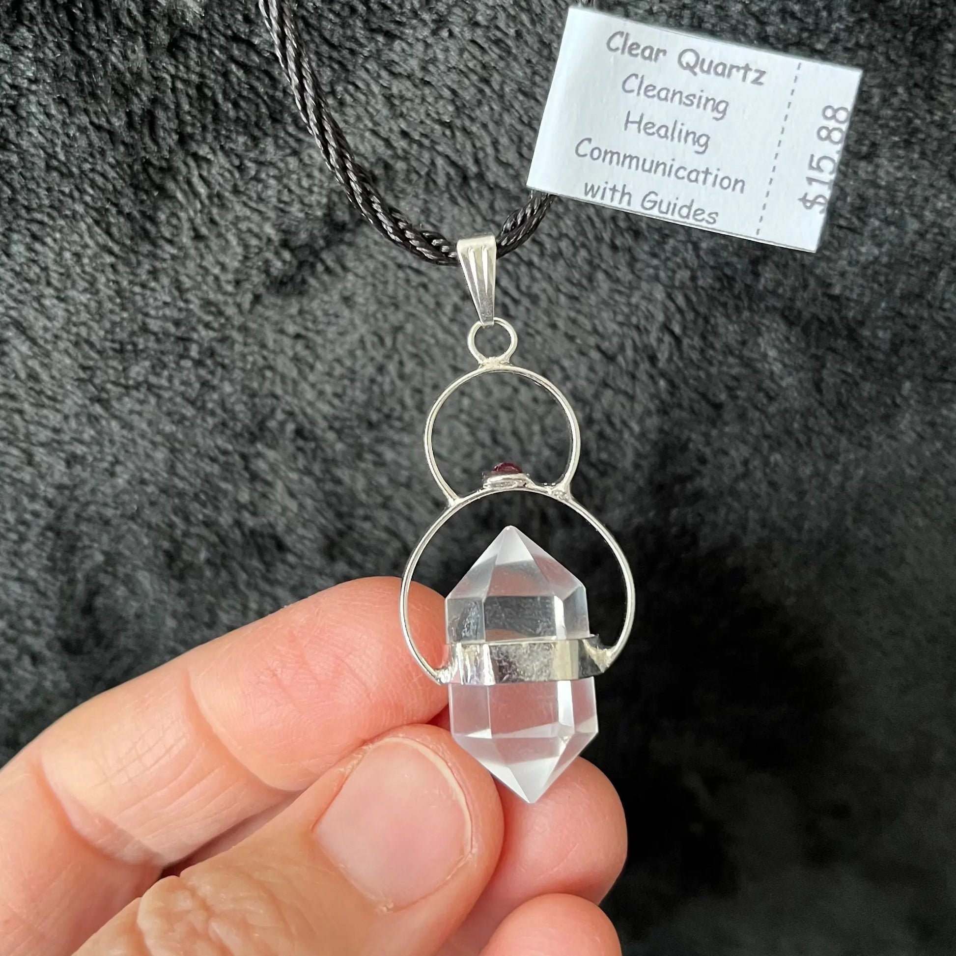Clear Quartz Double Point Necklace (tumbled stone) NCK-2801 Shop Wholesale Crystals