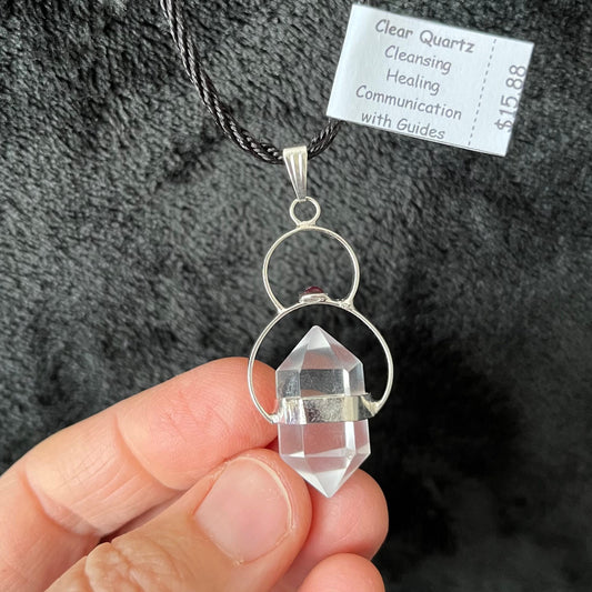 Clear Quartz Double Point Necklace (tumbled stone) NCK-2801