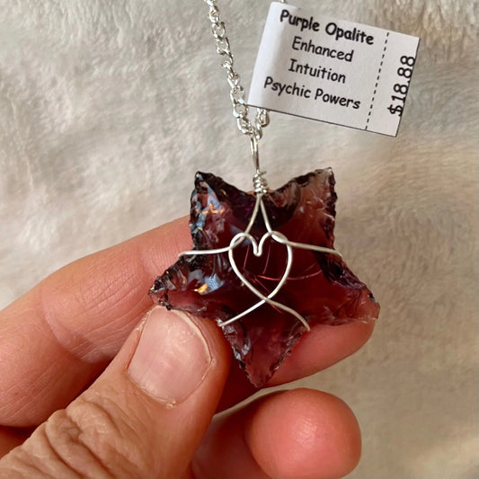 Purple Opalite Knapped Star Wire Wrapped Necklace NCK-2806 Shop Wholesale Crystals
