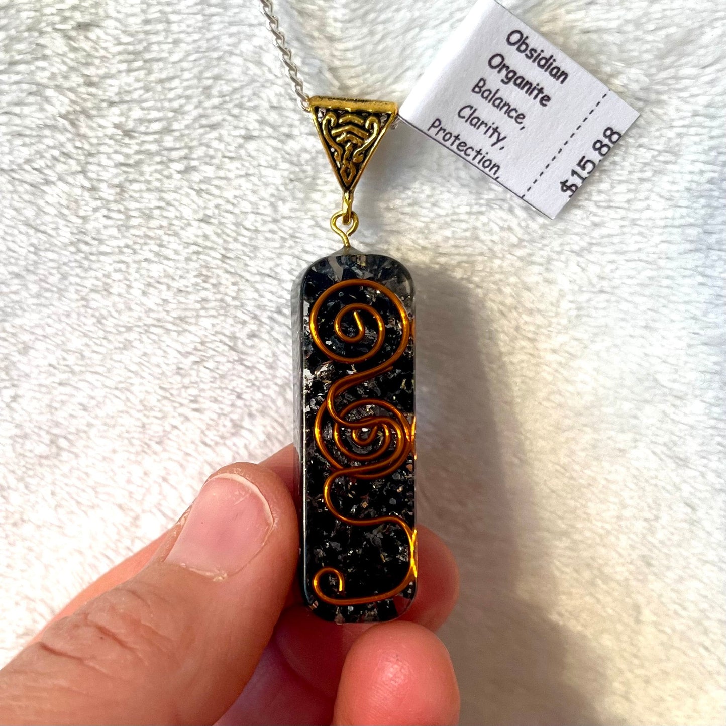 Obsidian Orgonite (Crystals in Resin) Necklace (tumbled stone) NCK-2810