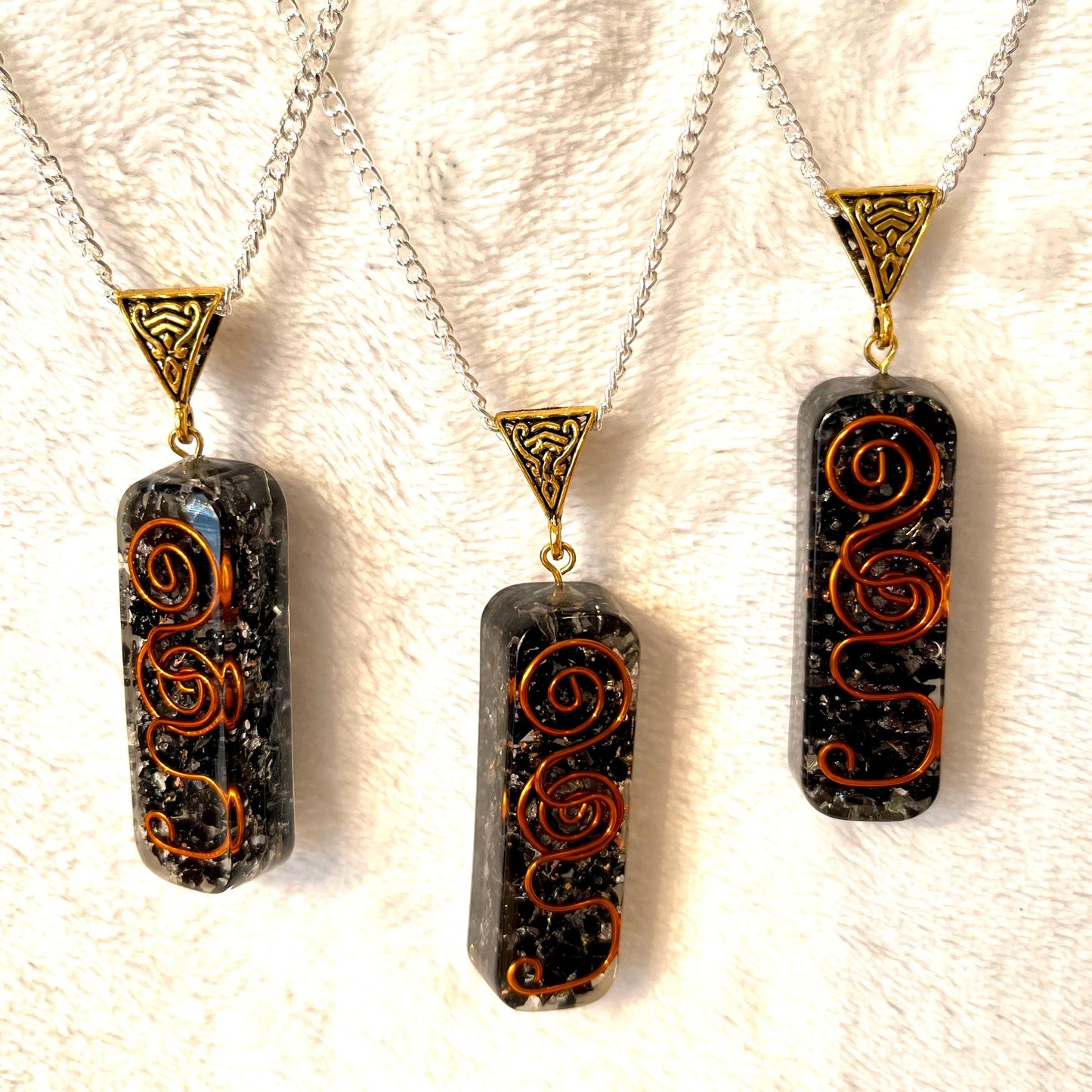 Obsidian Orgonite (Crystals in Resin) Necklace (tumbled stone) NCK-2810