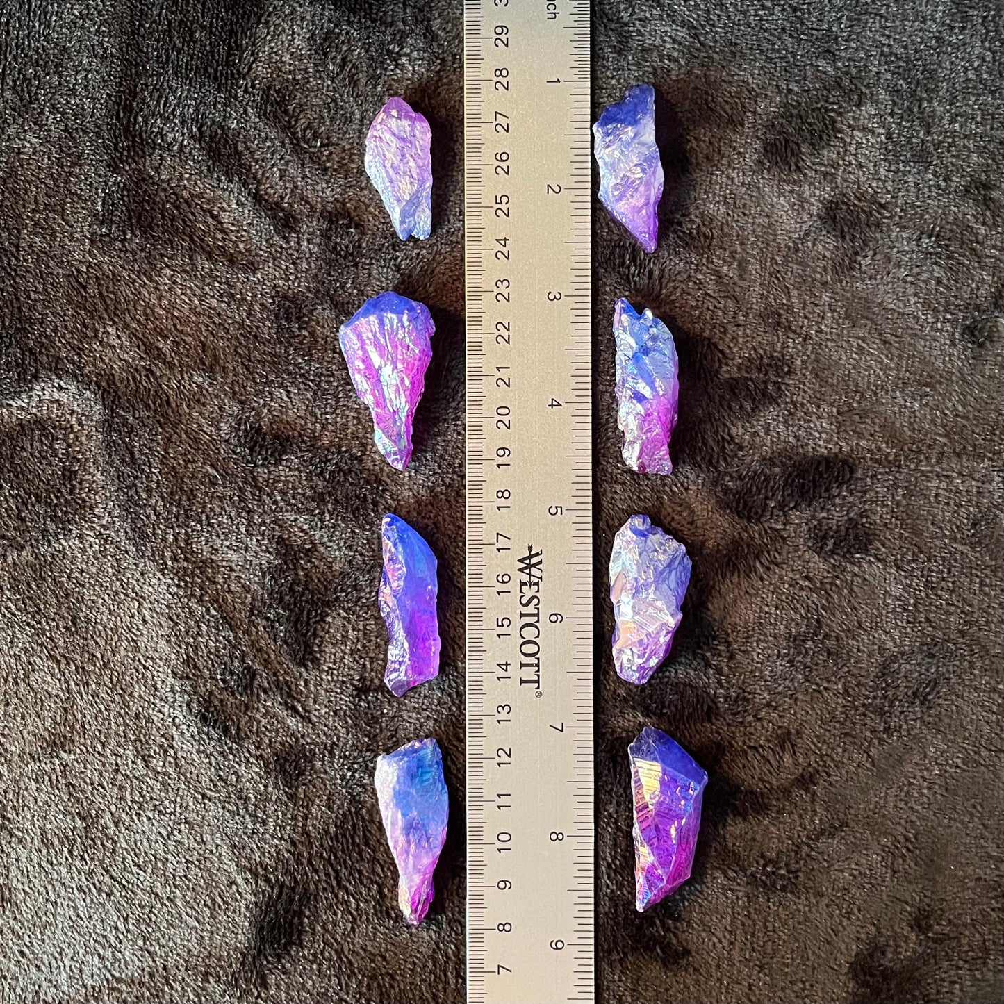 Unicorn Poop Crystal (Approx. 1" - 1 5/8") Aura Quartz Crystal Point, Blue and Purple 0493