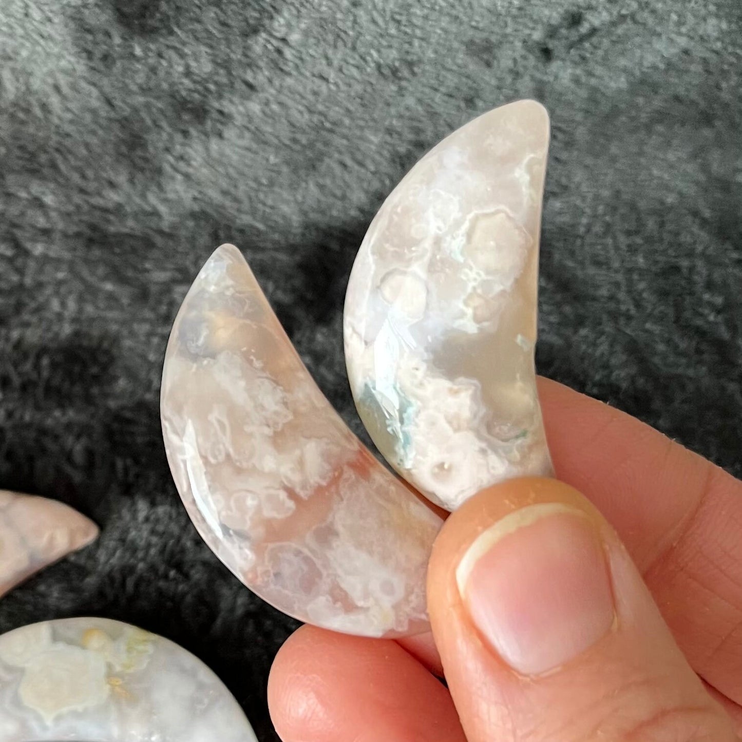 Flower Agate Moon (Approx. 1 1/2”-1 3/4”) 0089