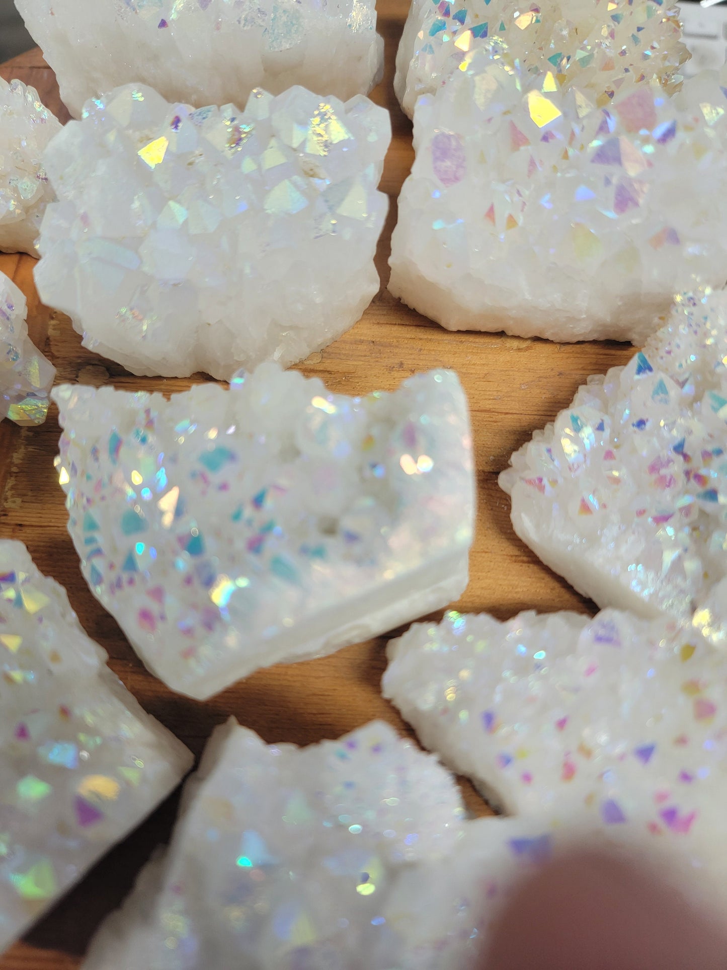 Angel Aura Quartz Cluster (Approx 2" -3") Shimmery Quartz Crystal, Healing Stone for Crystal Grid Making 1248