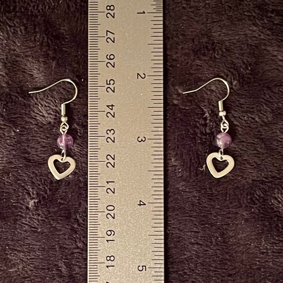 Amethyst Heart Earrings EAR-0049