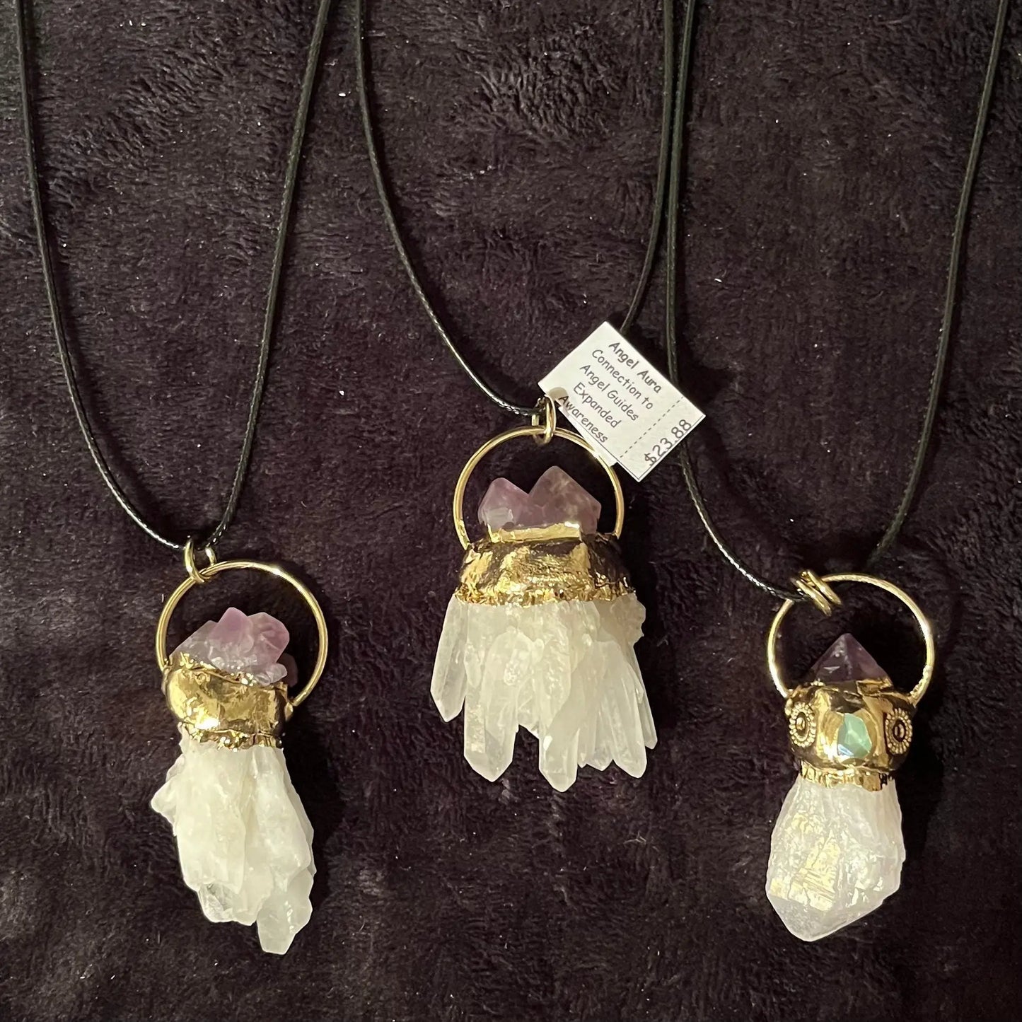 Aura Quartz and Amethyst pendant Necklace NCK-2817 Shop Wholesale Crystals