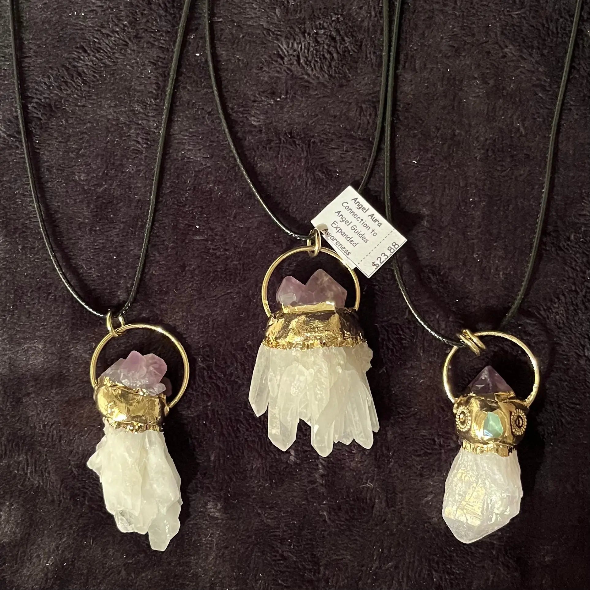 Aura Quartz and Amethyst pendant Necklace NCK-2817 Shop Wholesale Crystals