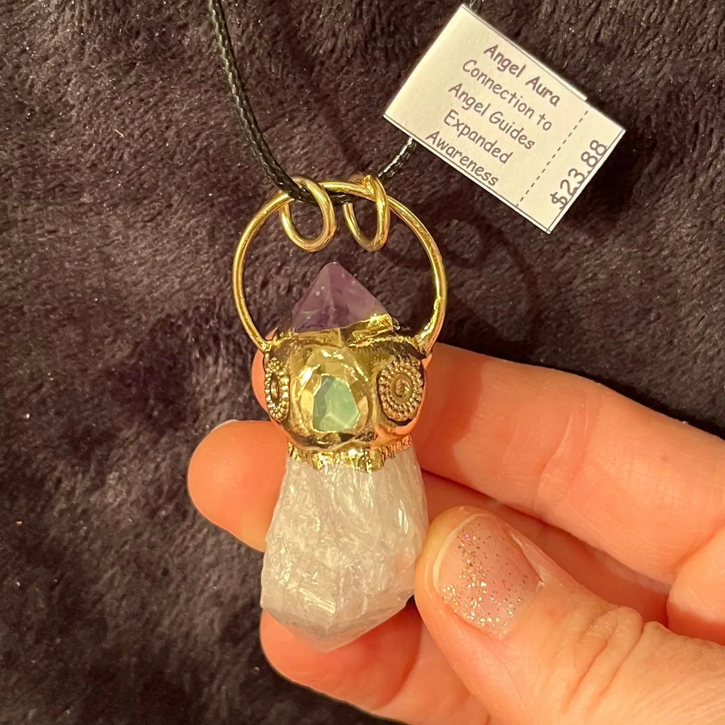 Aura Quartz and Amethyst pendant Necklace NCK-2817 Shop Wholesale Crystals