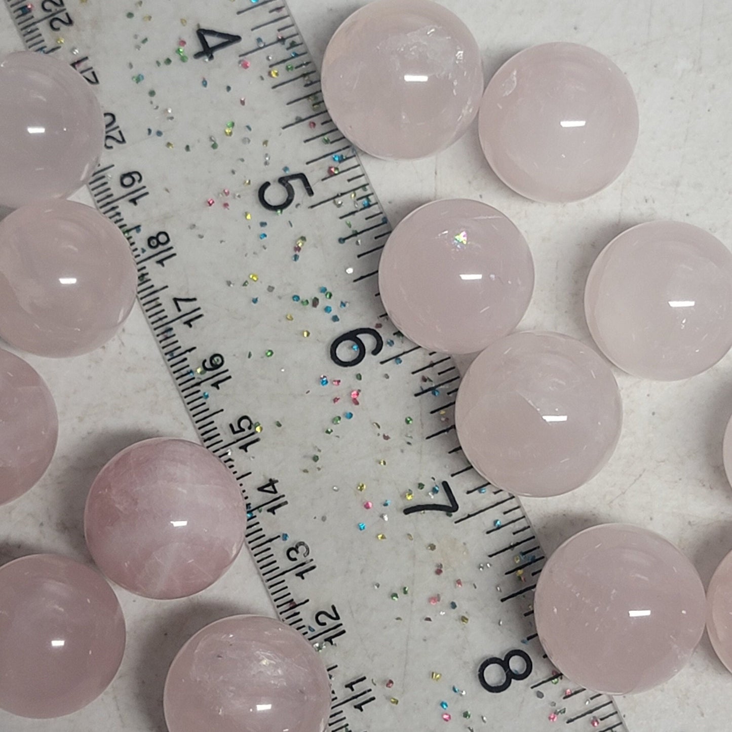 Rose Quartz, Polished Crystal Spheres (Approx 3/4") Polished Stone for the Heart Chakra, for Wire Wrapping or Crystal Grid Supply BIN-0287