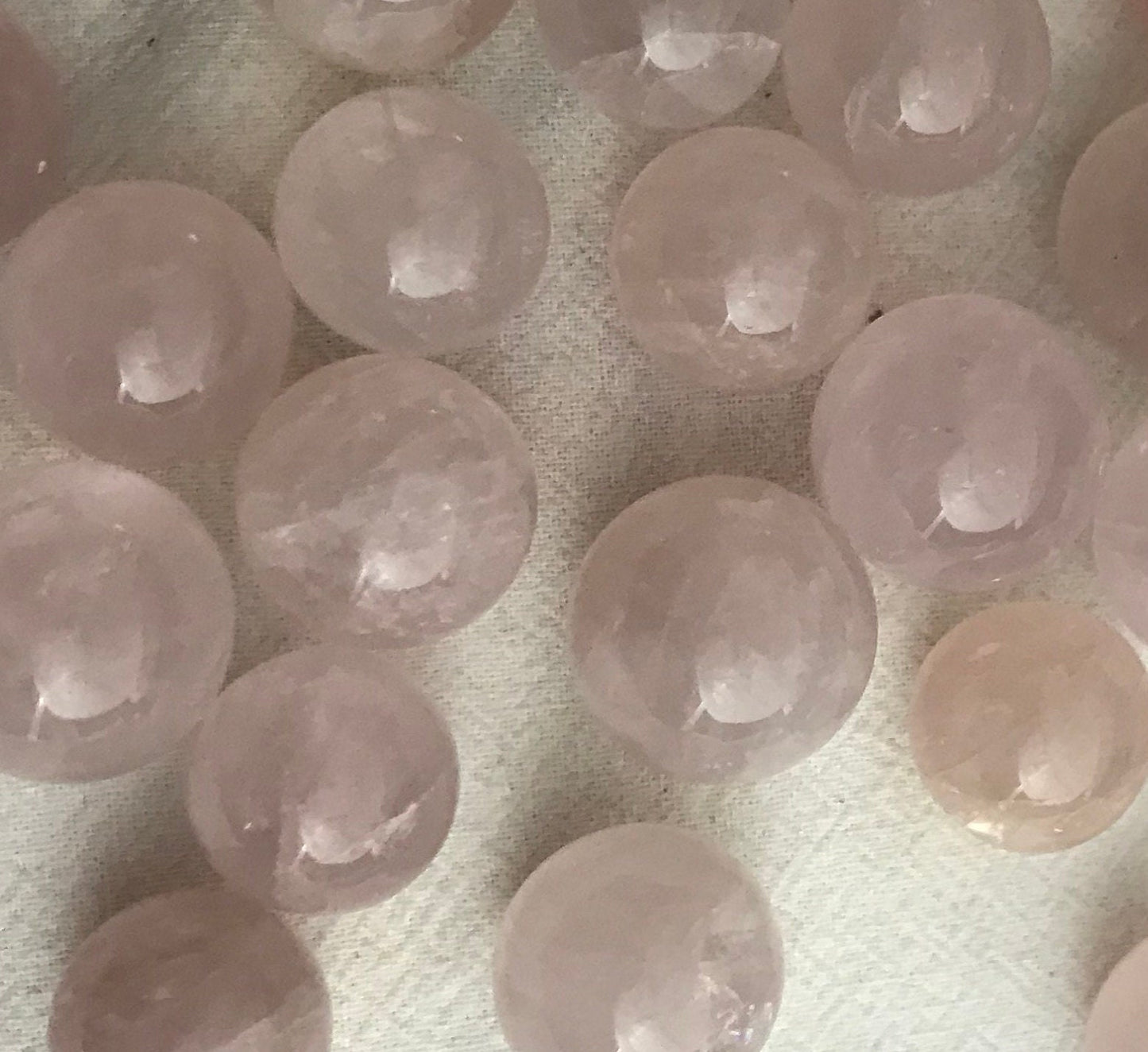 Rose Quartz, Polished Crystal Spheres (Approx 3/4") Polished Stone for the Heart Chakra, for Wire Wrapping or Crystal Grid Supply BIN-0287