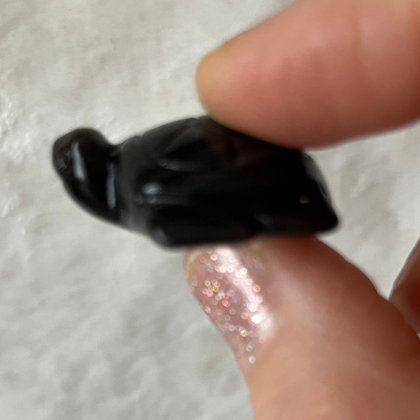 Silver Sheen Obsidian Turtle Figurine 0056