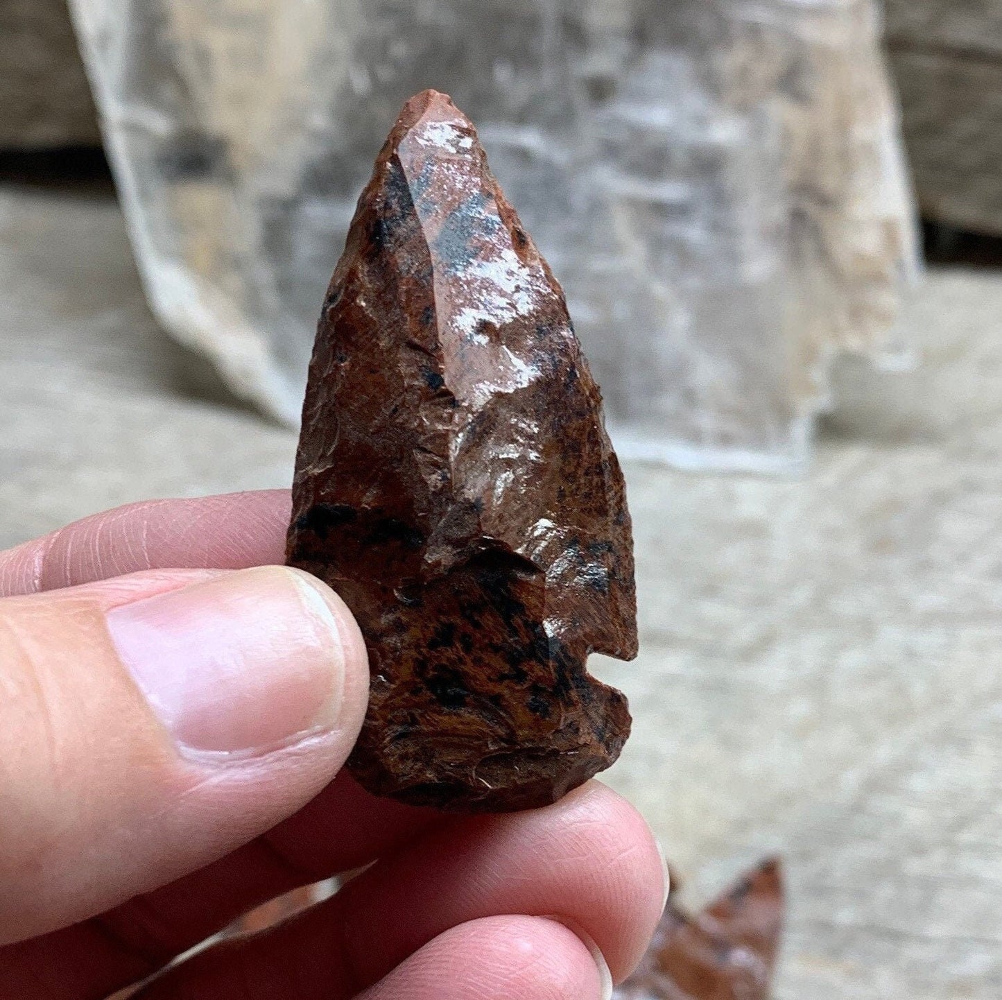 Mahagony Obsidian Knapped Arrowhead 1329 (Approx. 1 1/4”- 2”)