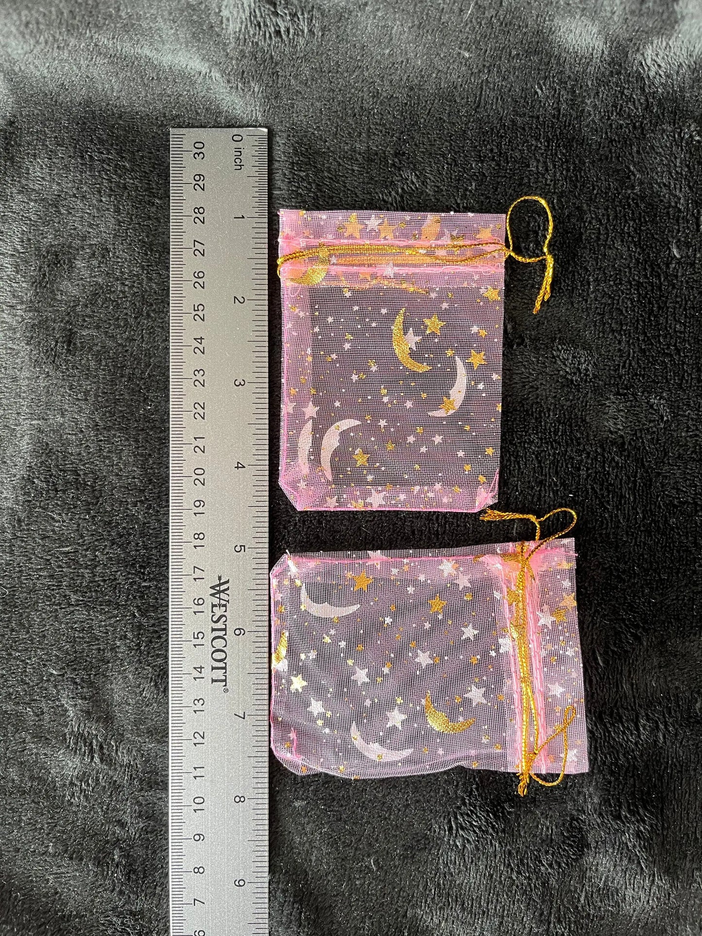 Pink Sun, Moon, and Stars Organza Drawstring Bag (Approx. 2 1/4” - 3 1/2”) BAG-0194 Shop Wholesale Crystals