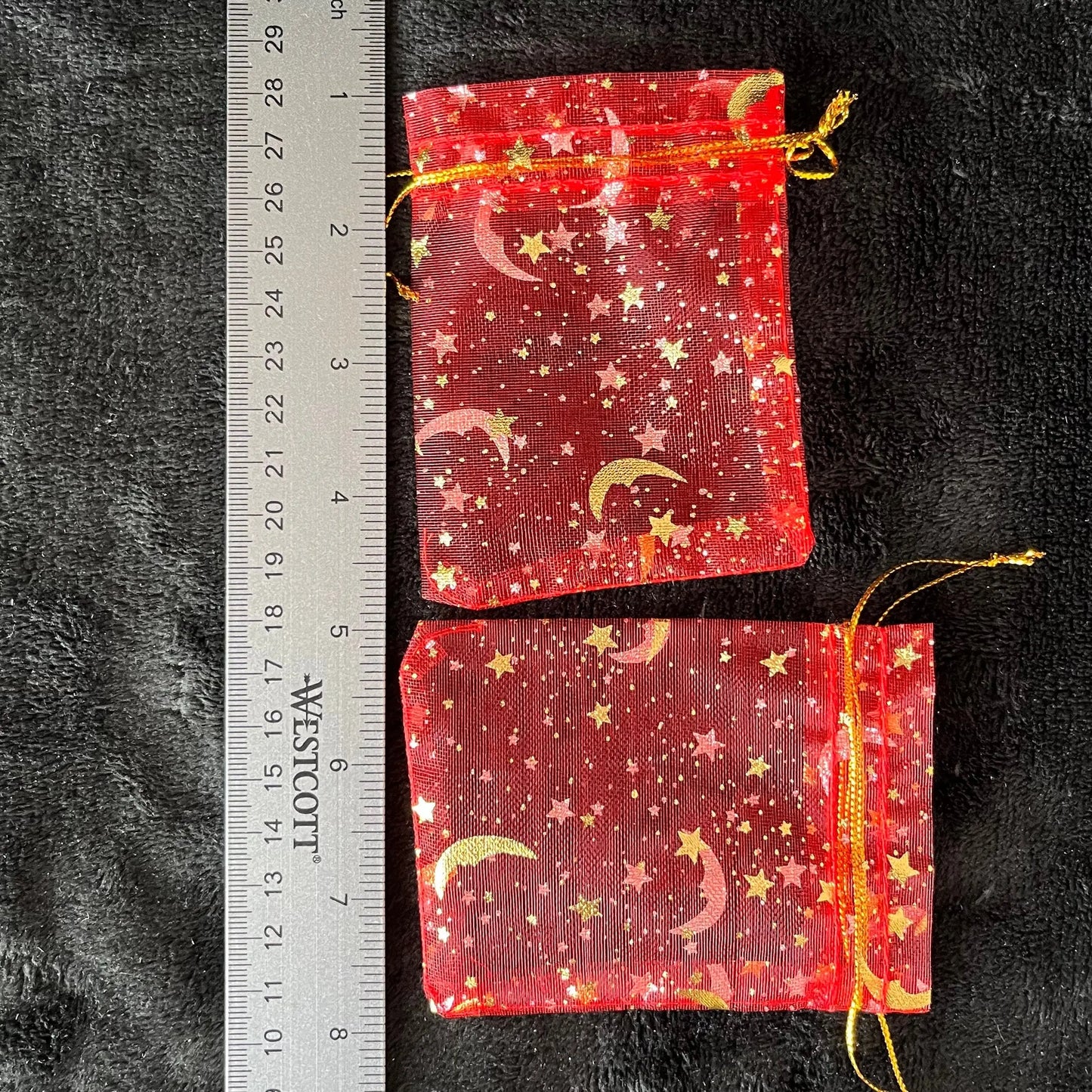 Red Sun, Moon, and Stars Organza Drawstring Bag (Approx. 2 1/4” - 3 1/2”) BAG-0192 Shop Wholesale Crystals