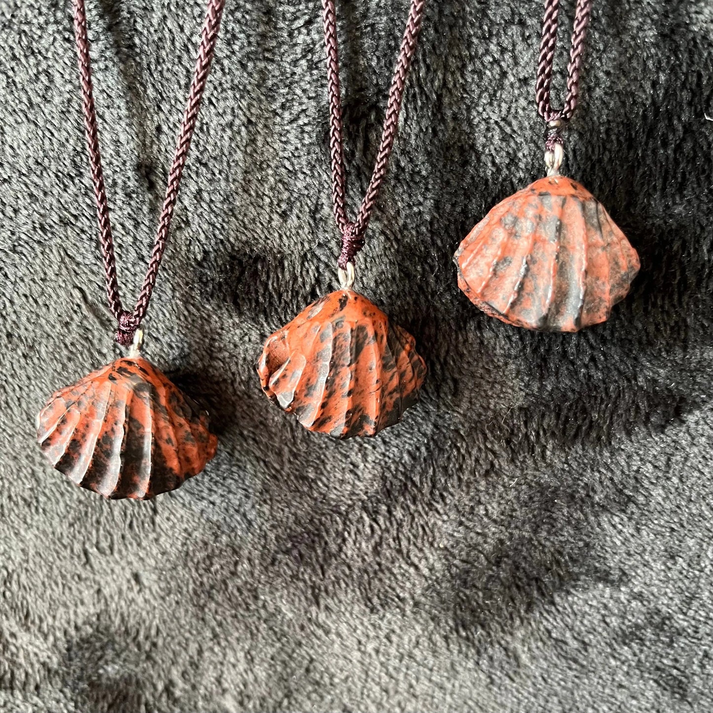 Mahogany Obsidian Seashell Necklace NCK-2837 Shop Wholesale Crystals
