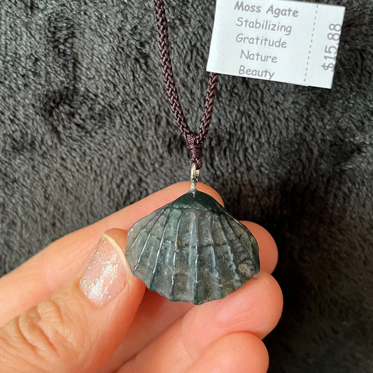 Moss Agate Seashell Necklace NCK-2832