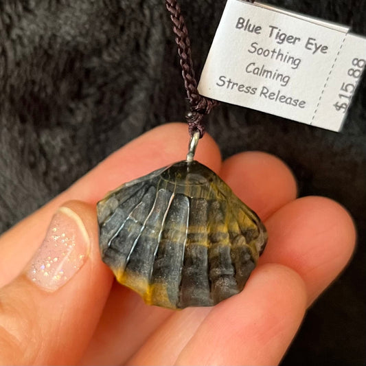 Blue Tiger Eye  Seashell Necklace NCK-2829