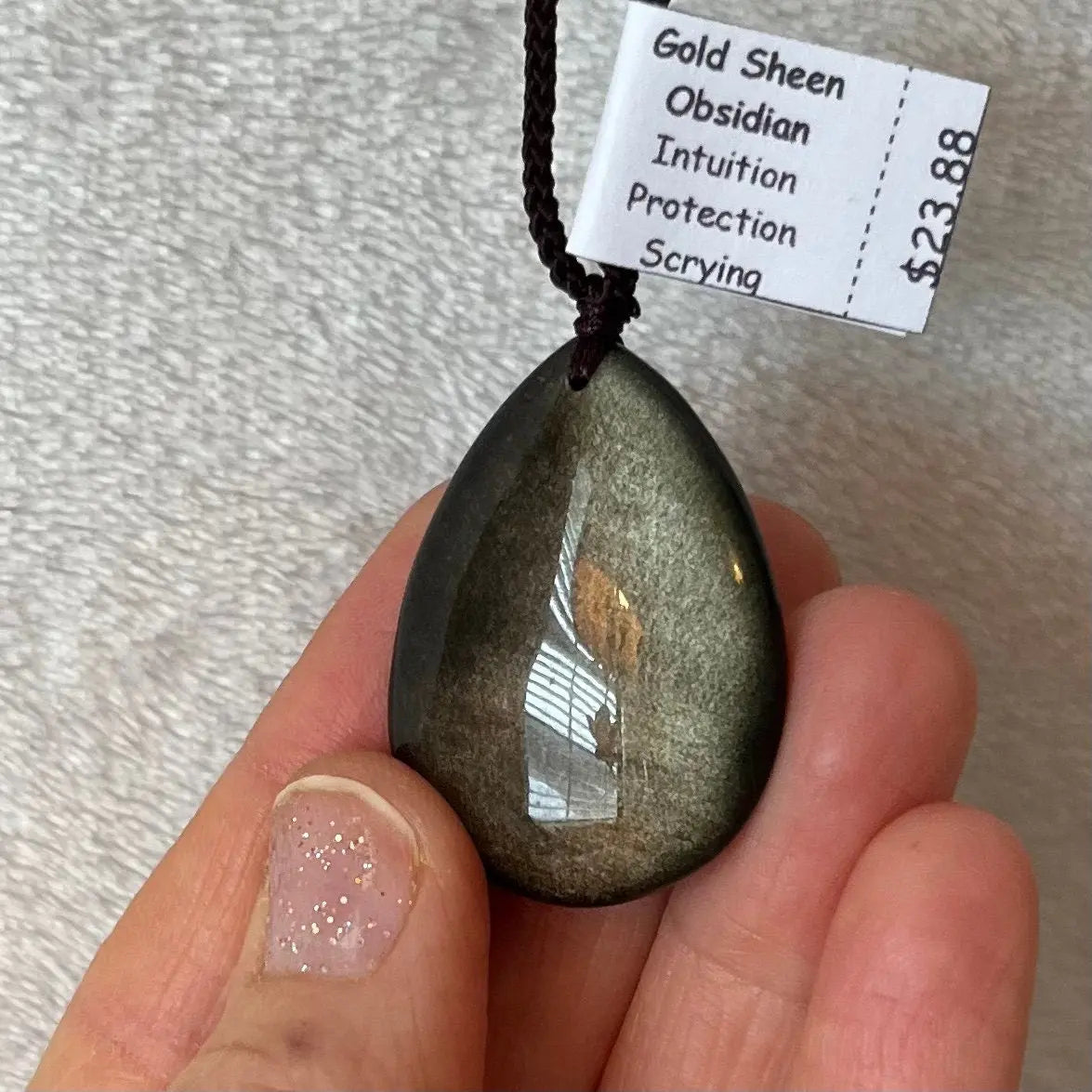 Gold Sheen Obsidian Teardrop Necklace NCK-2818 Shop Wholesale Crystals