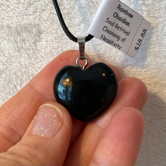 Rainbow Obsidian Heart Necklace NCK-2819