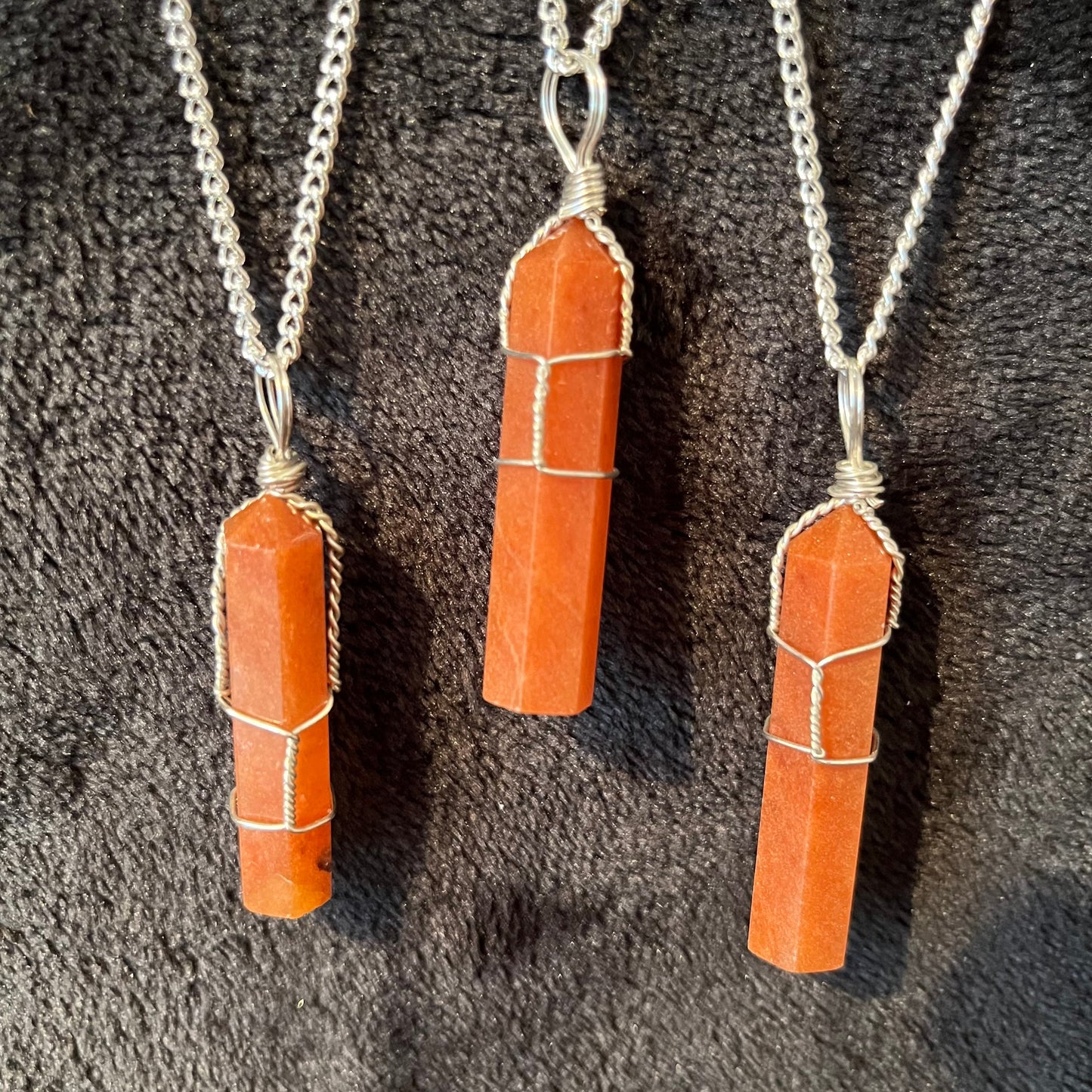 Orange Aventurine Point Wire Wraped Necklace NCK-2824