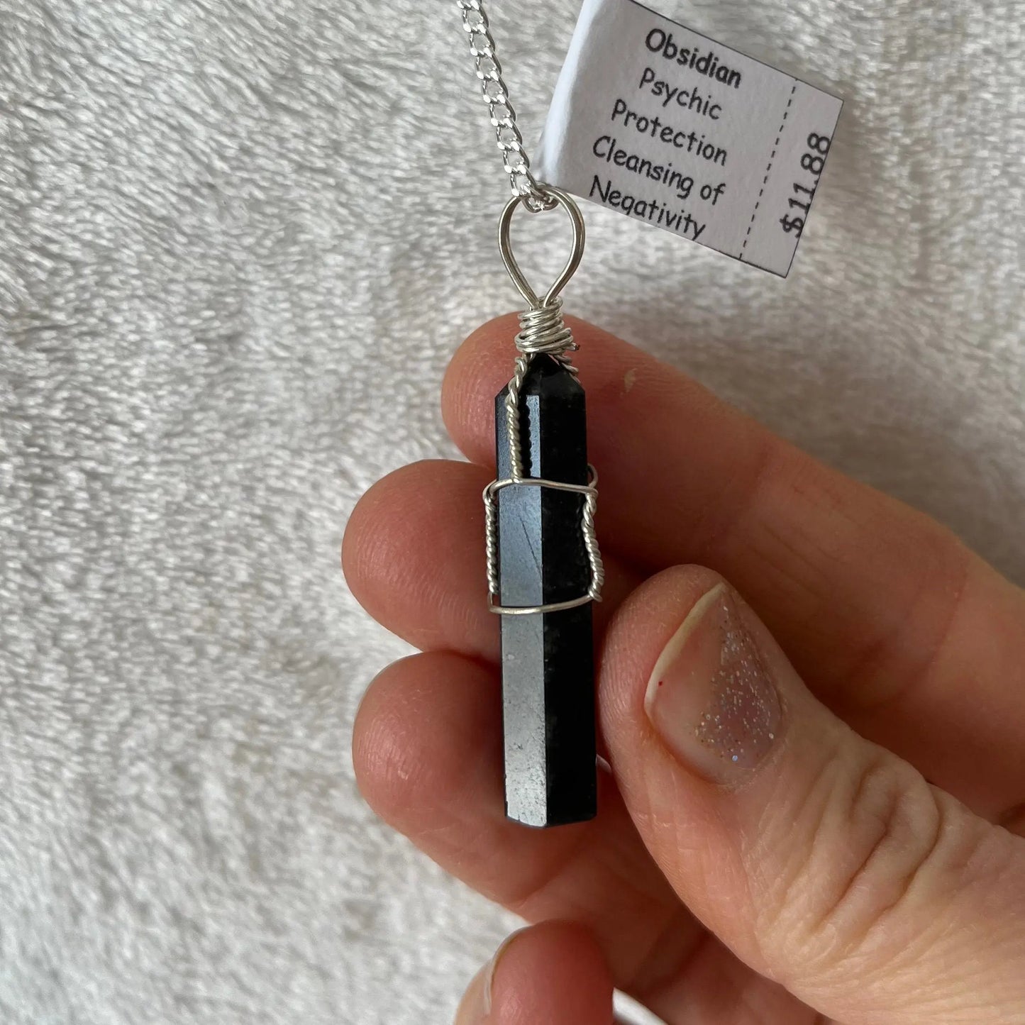 Black Obsidian Point Wire Wrapped Necklace NCK-2834 Shop Wholesale Crystals