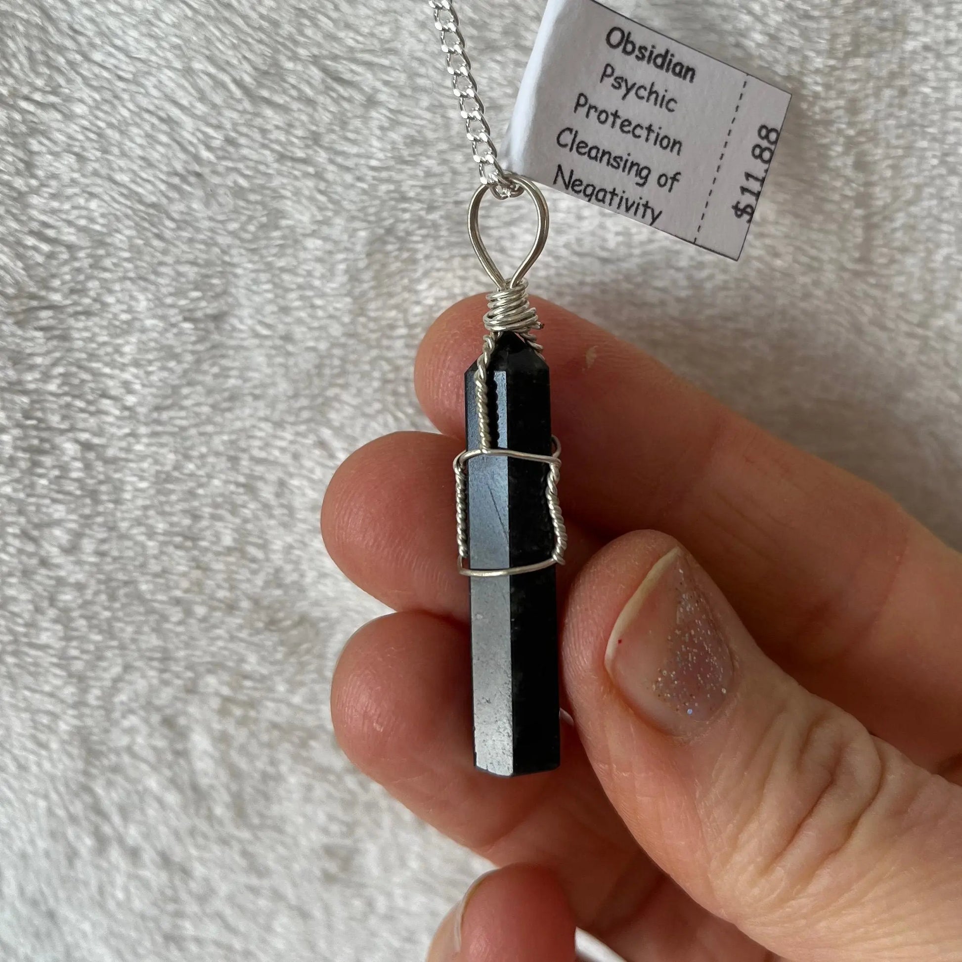 Black Obsidian Point Wire Wrapped Necklace NCK-2834 Shop Wholesale Crystals