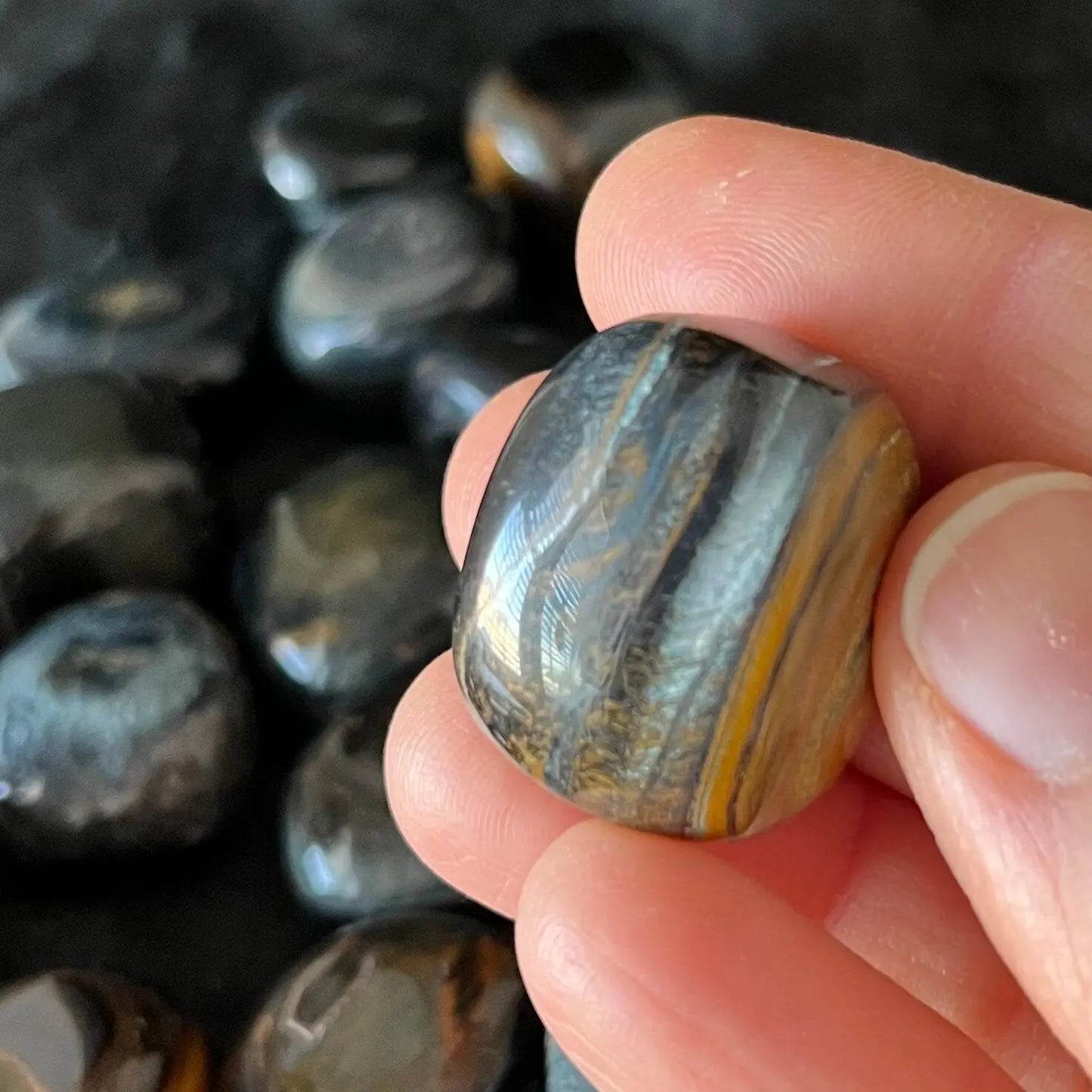 Blue Tiger Eye Tumbled Stone (Approx. 7/8” - 1 1/4”) BIN-1501 Shop Wholesale Crystals