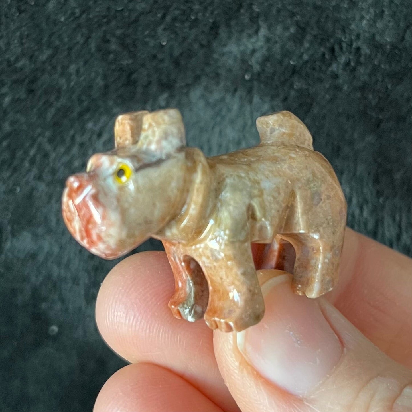 Bulldog Carved Soapstone Figurine (Approx 1 1/2”) 0789