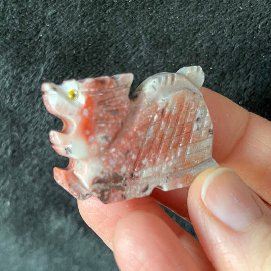 Dragon Carved Soapstone Figurine (Approx 1 1/2”) 0300