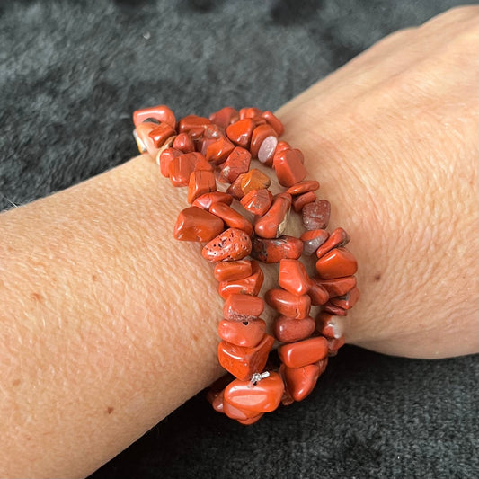 Red Jasper Chip Bracelet BRC-0014