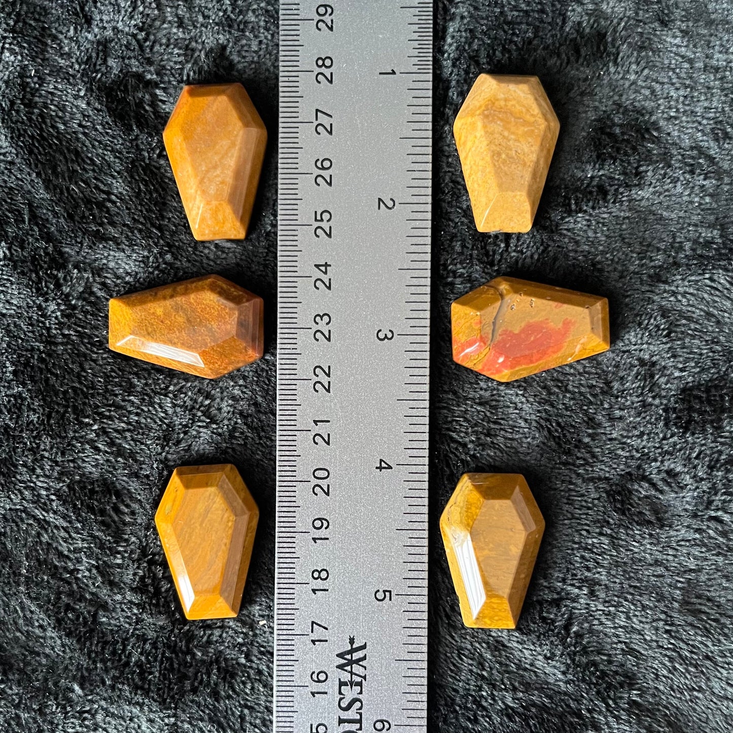 Golden Yellow Jasper Coffin (Approx. 3/4” X 1 3/8”) 0987