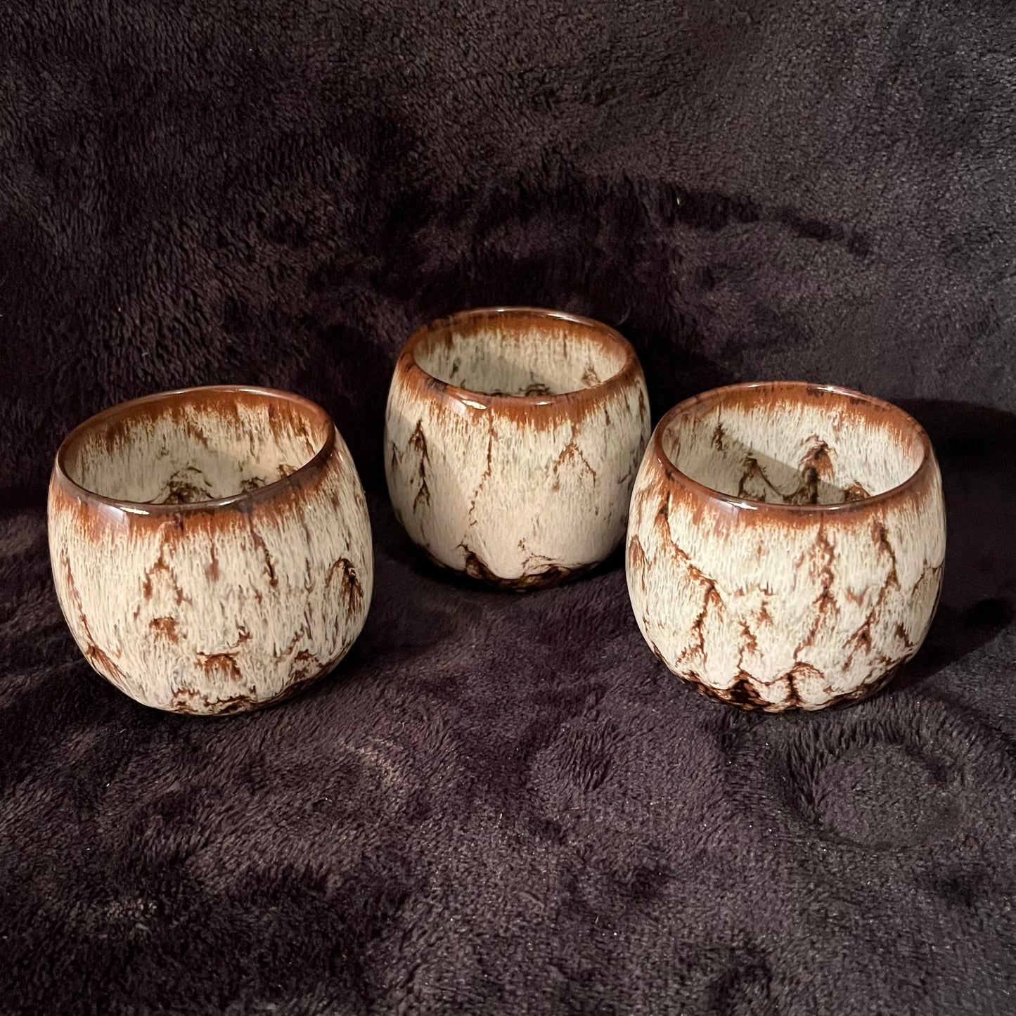 Ceramic Cup, White and Brown (Approx. 2 1/2”W X 2 1/4” T) CUP-3