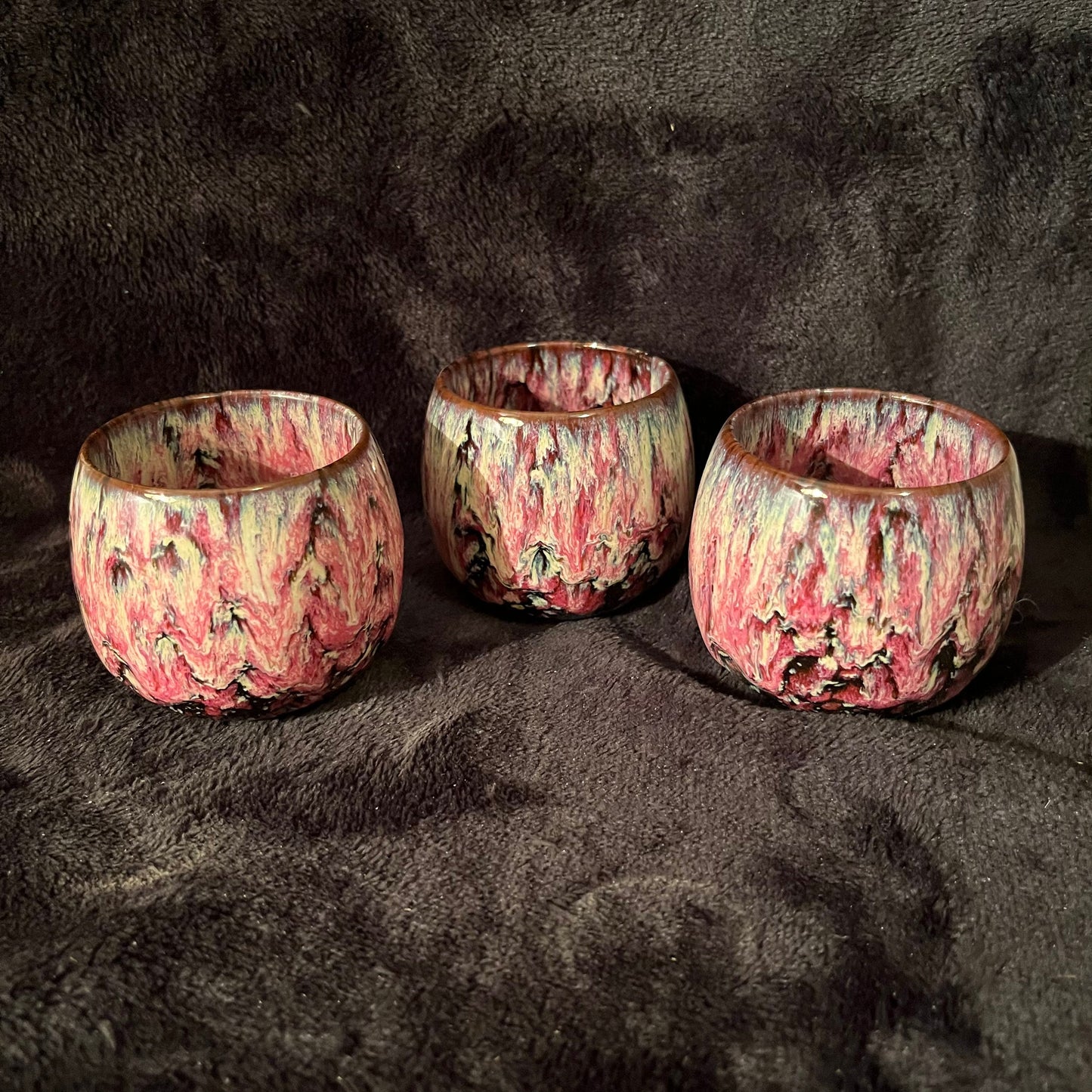 Ceramic Cup, Pink and White (Approx. 2 1/2”W X 2 1/4” T) CUP-6