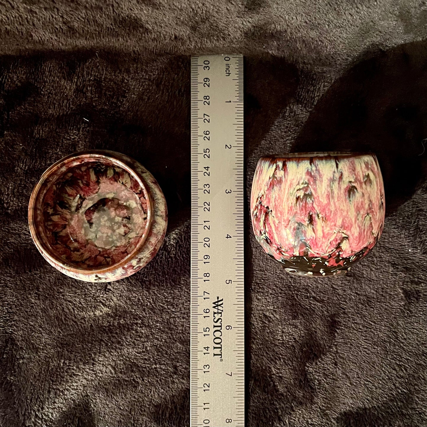 Ceramic Cup, Pink and White (Approx. 2 1/2”W X 2 1/4” T) CUP-6