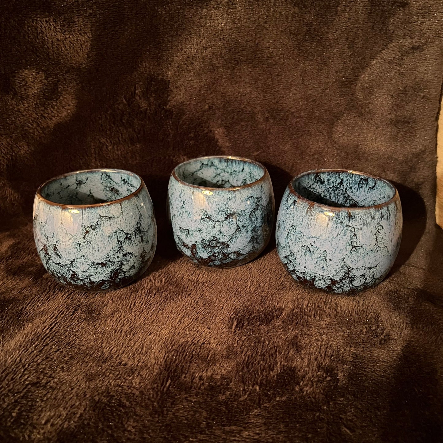 Ceramic Cup, Electric Blue and Brown (Approx. 2 1/2”W X 2 1/4” T) CUP-5