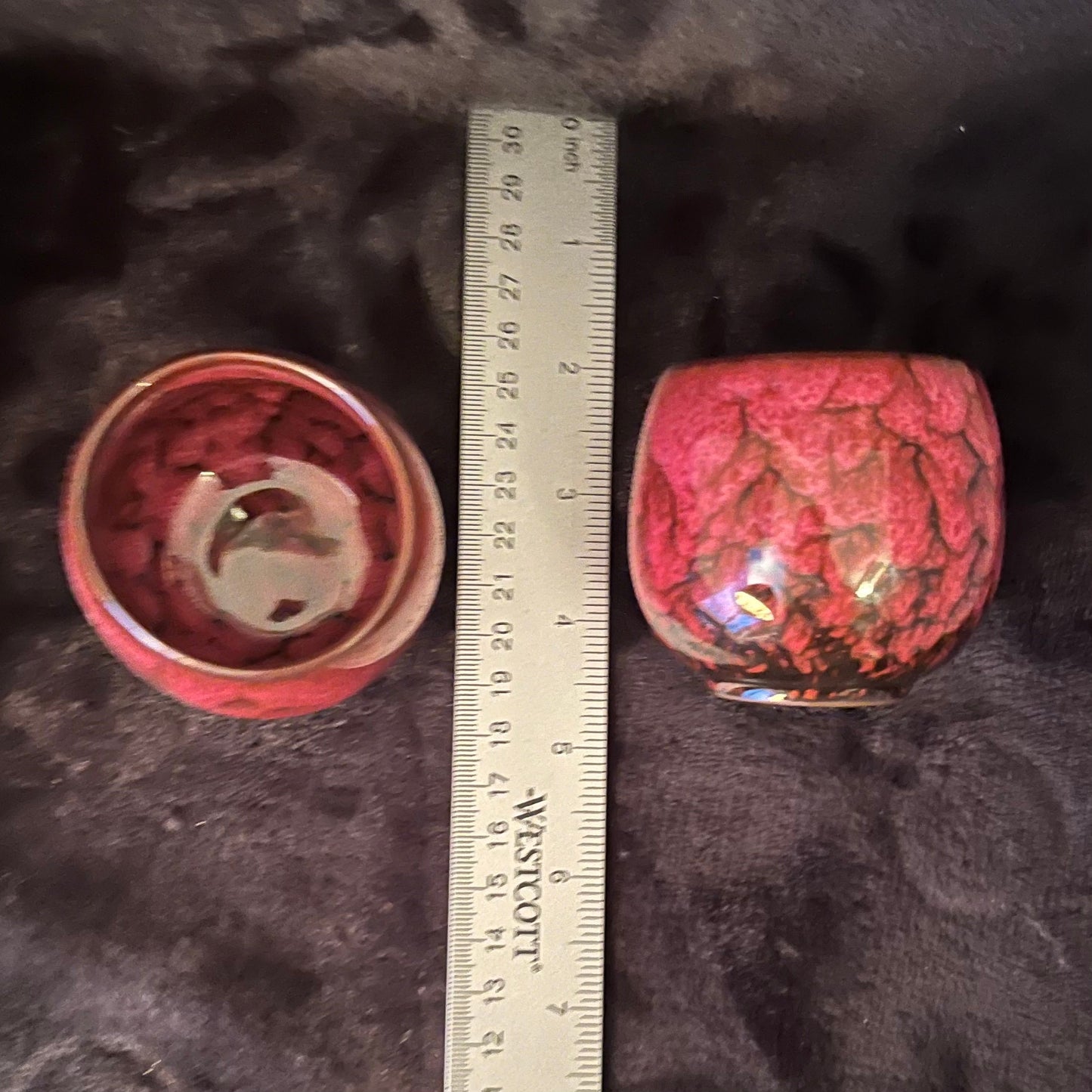 Ceramic Cup, Red and Brown (Approx. 2 1/2”W X 2 1/4” T) CUP-2