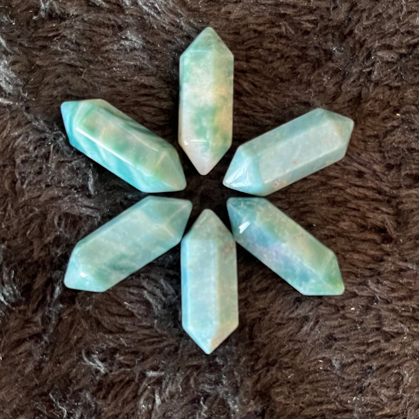 Blue-Green Jade  Double Terminated Crystal Point (Approx. 3/4”) T-0051