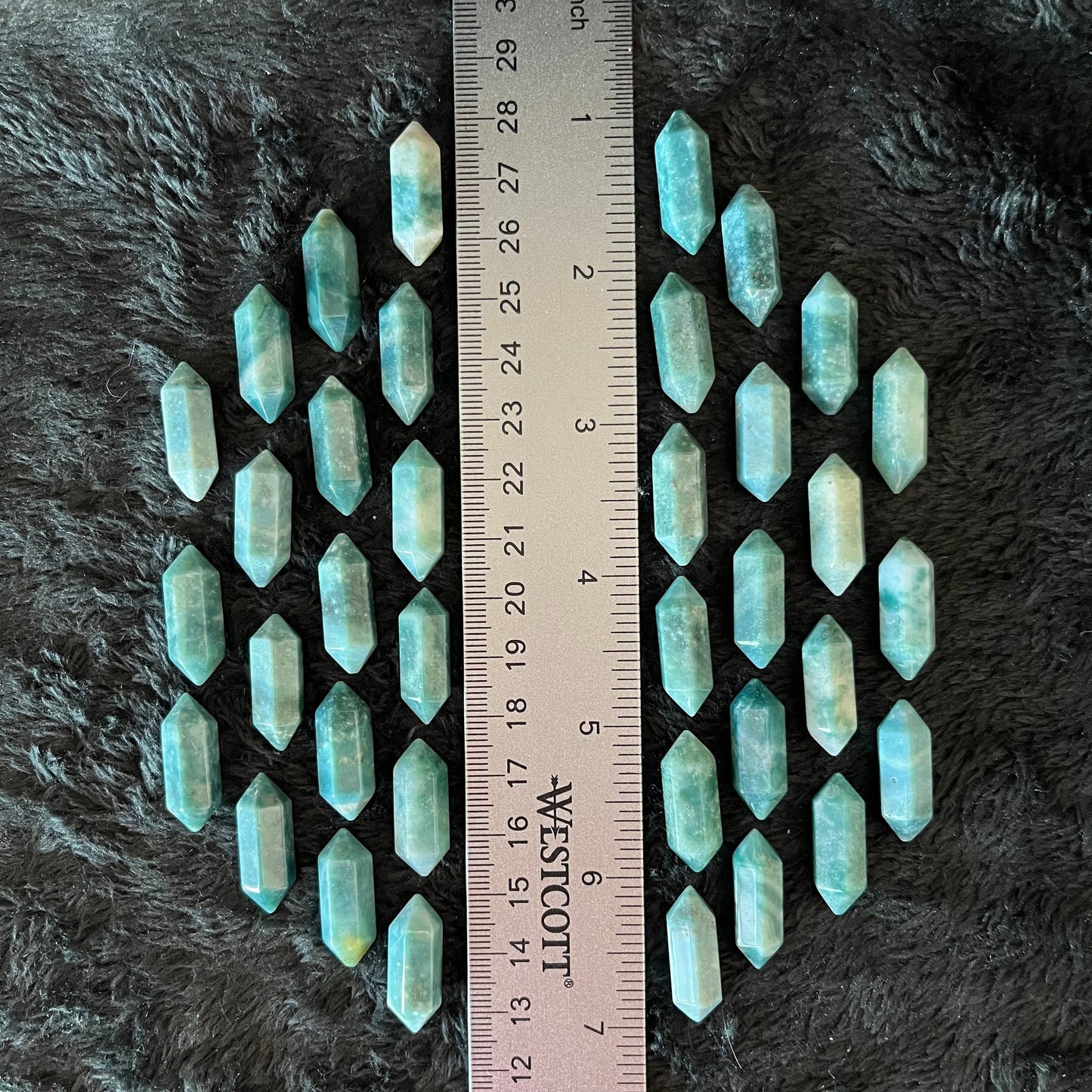 Blue-Green Jade  Double Terminated Crystal Point (Approx. 3/4”) T-0051