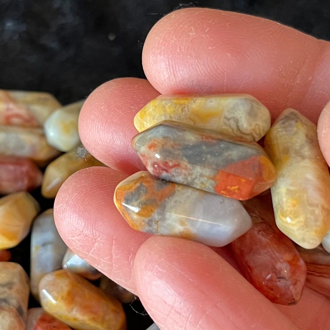 Crazy Lace Agate  Double Terminated Crystal Point (Approx. 3/4”) T-0085