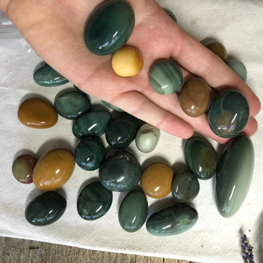 Polished Alxa Agate, Mongolian Gobi, Tumbled Stone (Approx. 1 1/4" - 1 3/4" long) for Wire Wrapping or Crystal Grid Supply BIN-1518 Shop Wholesale Crystals