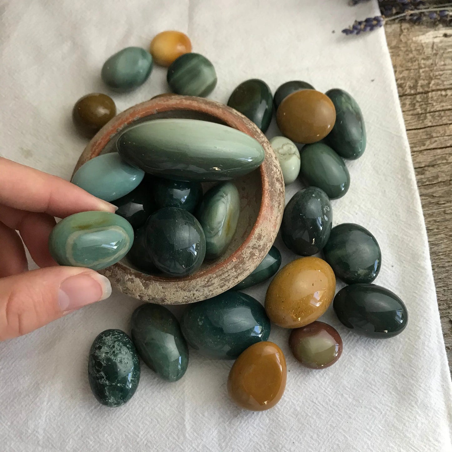 Polished Alxa Agate, Mongolian Gobi, Tumbled Stone (Approx. 1 1/4" - 1 3/4" long) for Wire Wrapping or Crystal Grid Supply BIN-1518 Shop Wholesale Crystals