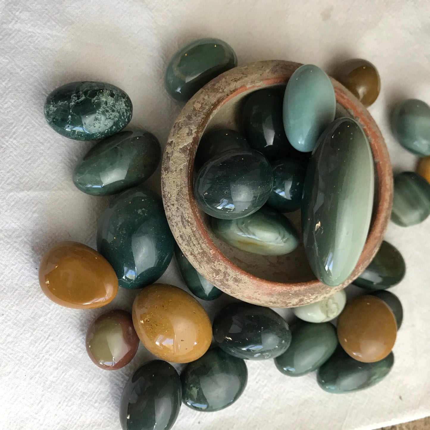 Polished Alxa Agate, Mongolian Gobi, Tumbled Stone (Approx. 1 1/4" - 1 3/4" long) for Wire Wrapping or Crystal Grid Supply BIN-1518 Shop Wholesale Crystals