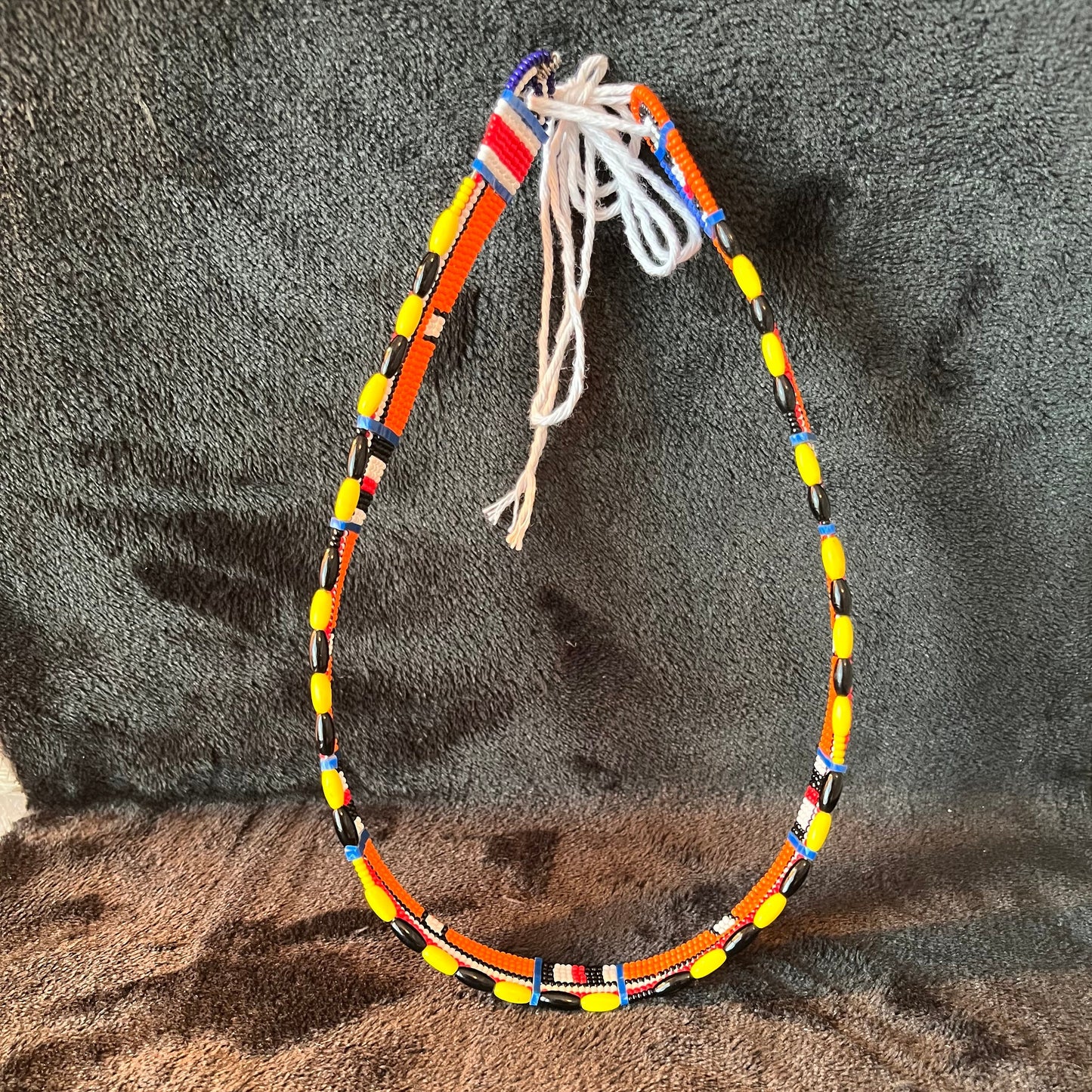 African Maasai Beaded Choker, Orange Tribal NCK-2906