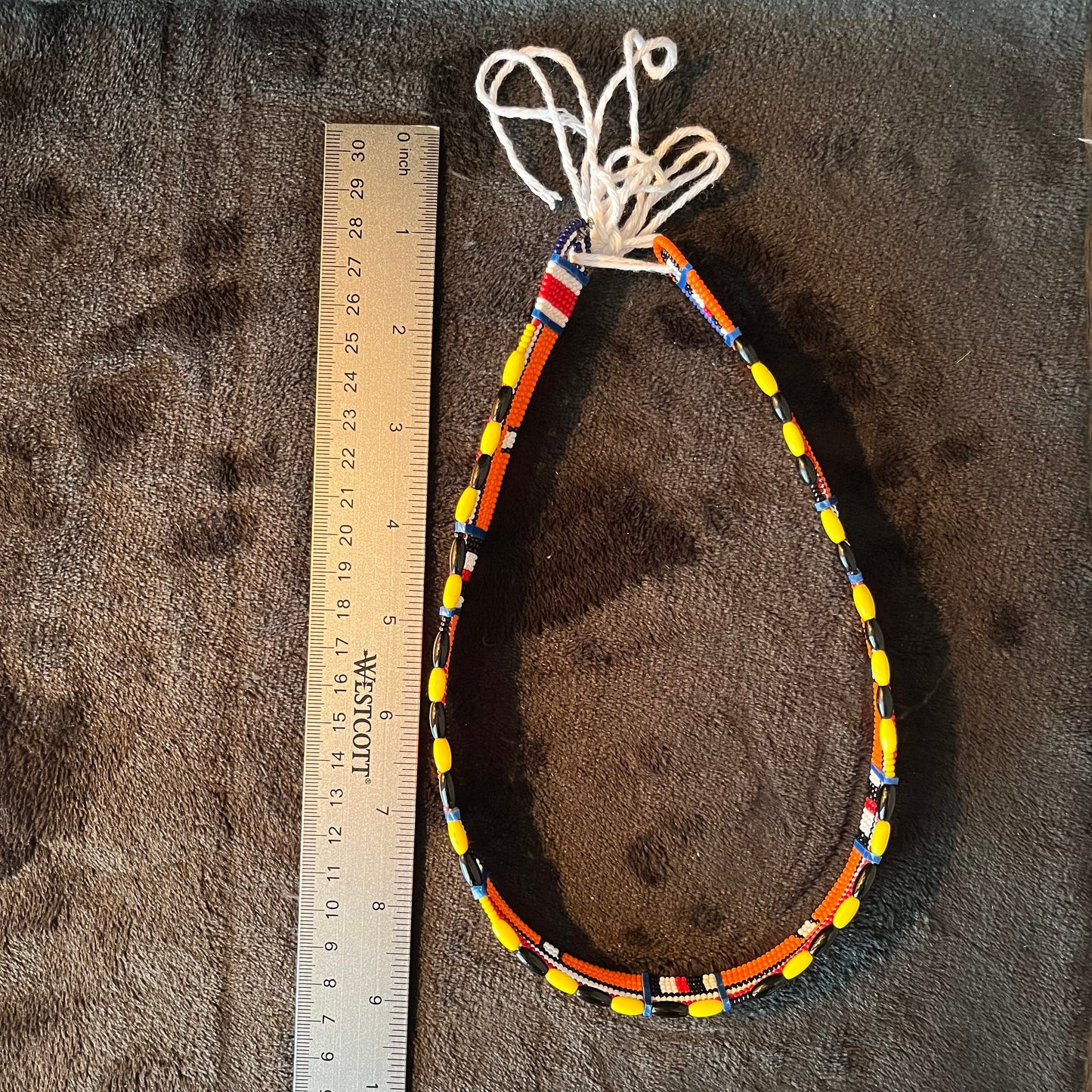 African Maasai Beaded Choker, Orange Tribal NCK-2906