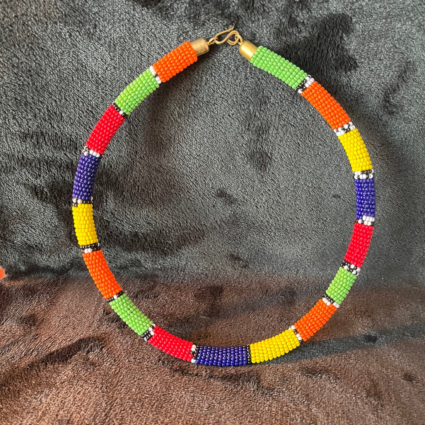 African Maasai Beaded Choker, Multi-color Tribal NCK-2914