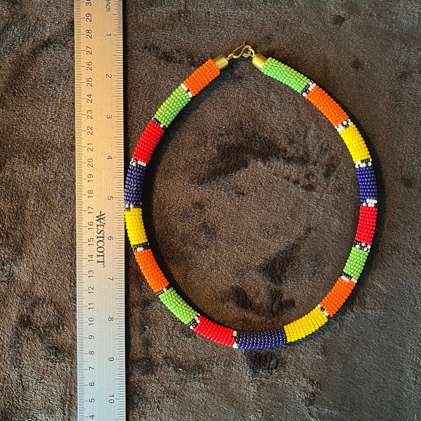 African Maasai Beaded Choker, Multi-color Tribal NCK-2914