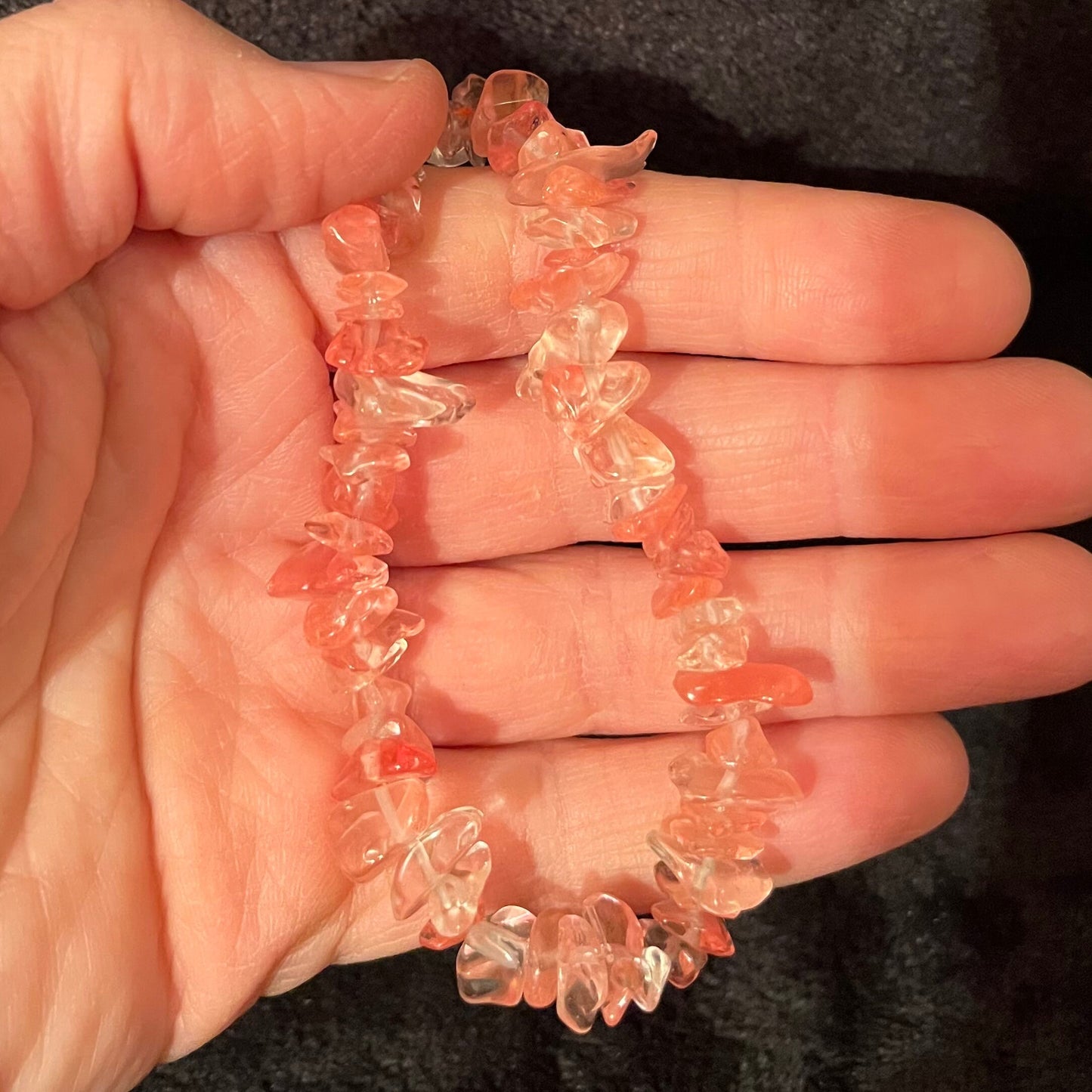 Cherry Quartz Chip Bracelet BRC-0043